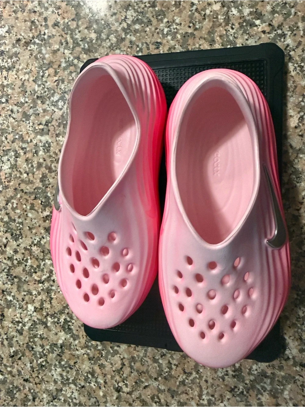 Nike Kids Pink Gradient Foam Clog with Silver Swoosh